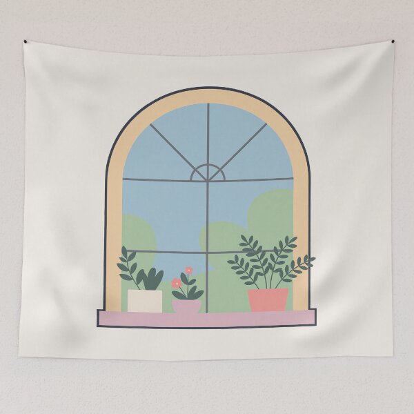 Item preview, Cozy Spring Window with Houseplants Art designed and sold by TrendMorphic.