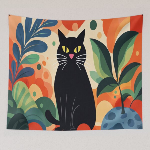 Item preview, Modern Black Cat Abstract Illustration designed and sold by ArtoryNest.