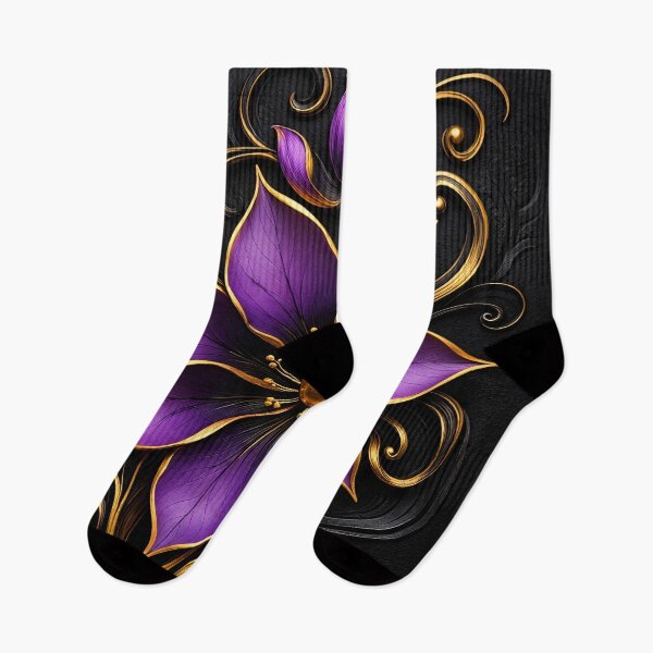 Item preview, Luxury Purple Gold Floral Wall Art designed and sold by Kaleidoscope Print.