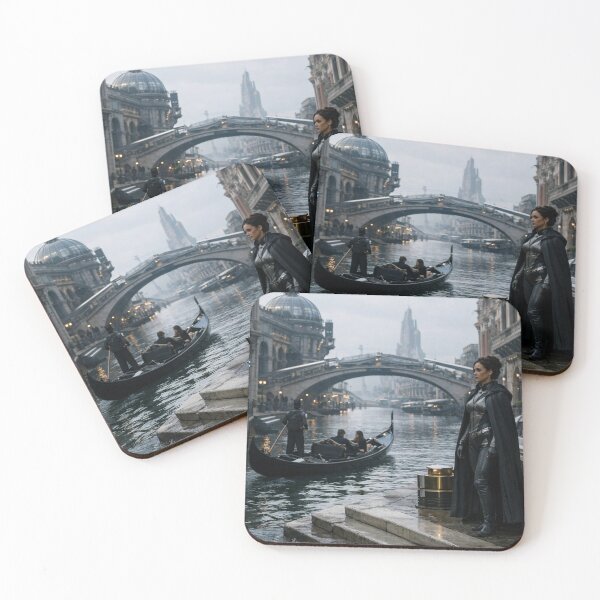 Item preview, Futuristic Female Warrior in Sci-Fi Venice Canal designed and sold by NiceArtsPlace.