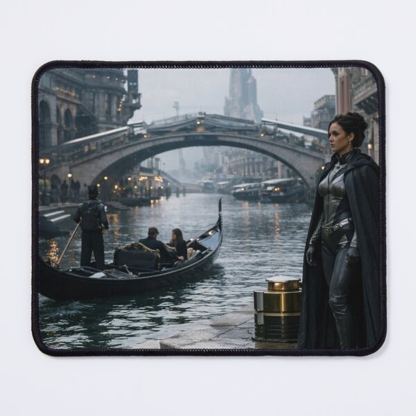 Item preview, Futuristic Female Warrior in Sci-Fi Venice Canal designed and sold by NiceArtsPlace.