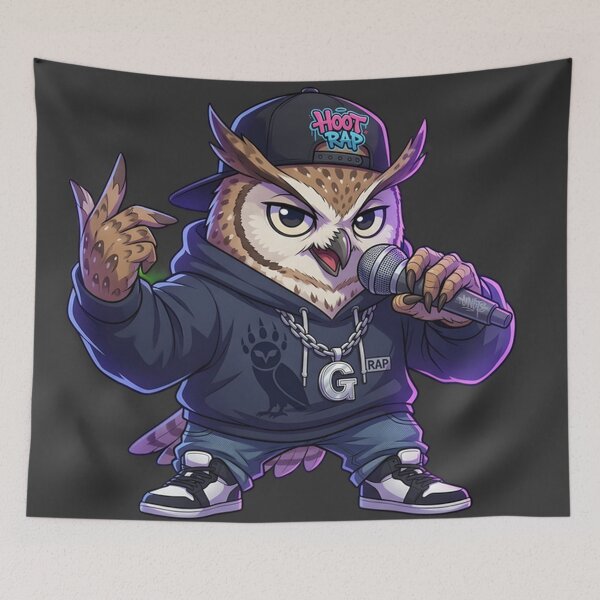 Item preview, Cool Owl Rapper - Urban Anime Style Streetwear Bird designed and sold by WalterAdd.