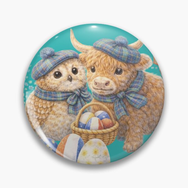 Item preview, Happy Easter from Scotland – Scottish Highland Cow & Owl Watercolour designed and sold by inspired-works.