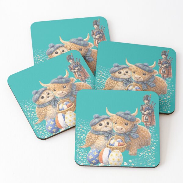 Item preview, Happy Easter from Scotland – Scottish Highland Cow & Owl Watercolour designed and sold by inspired-works.