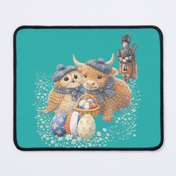 Item preview, Happy Easter from Scotland – Scottish Highland Cow & Owl Watercolour designed and sold by inspired-works.