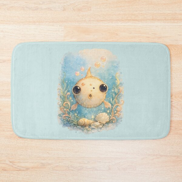 Item preview, Cute Watercolor Pufferfish Underwater Fantasy designed and sold by blankTeeShirt.
