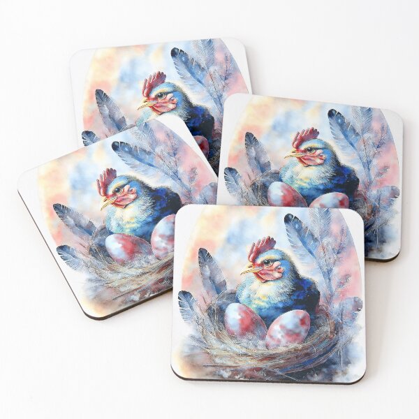 Item preview, Colorful Watercolor Rooster Nest Easter Egg Illustration designed and sold by VISO-art.