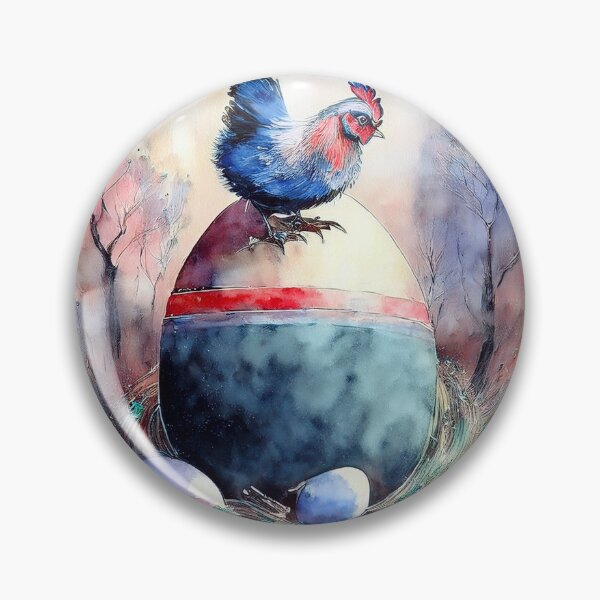 Item preview, Colorful Watercolor Rooster Nest Easter Egg Illustration designed and sold by VISO-art.