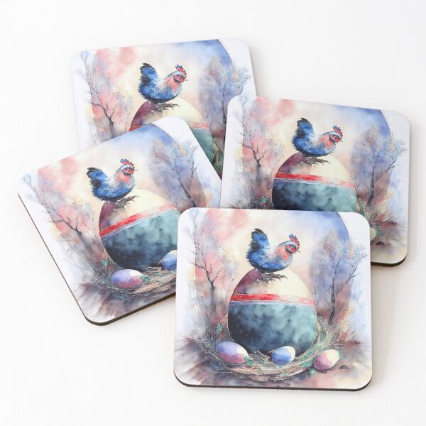 Item preview, Colorful Watercolor Rooster Nest Easter Egg Illustration designed and sold by VISO-art.