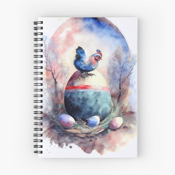 Item preview, Colorful Watercolor Rooster Nest Easter Egg Illustration designed and sold by VISO-art.