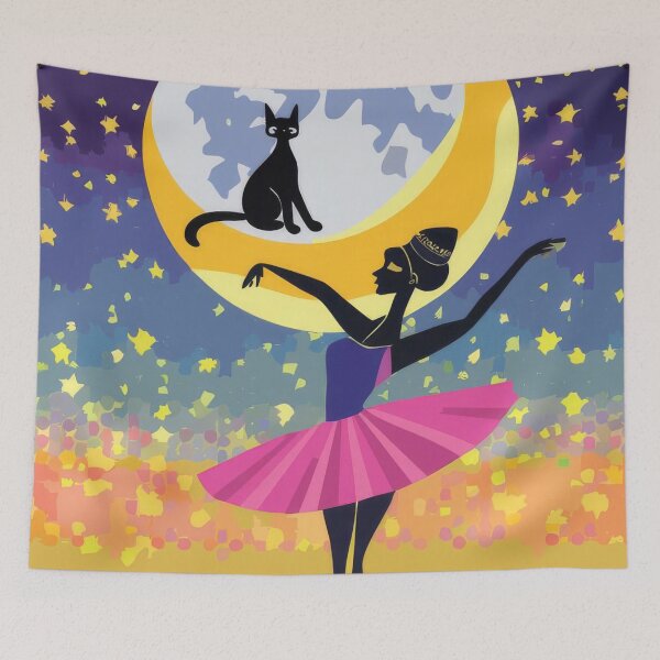Item preview, Cosmic Ballerina Dancing With Cat Beneath Moon designed and sold by VISO-art.