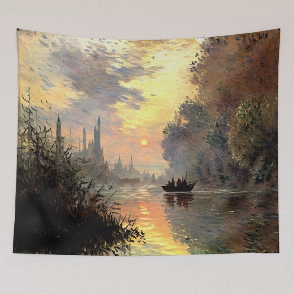 Item preview, Evening at Argenteuil: Golden Reflections on the Seine designed and sold by artdesignsnow.