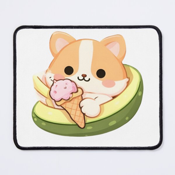 Item preview, Cute Kawaii Dog in Avocado with Ice Cream Sticker designed and sold by Trendora90.