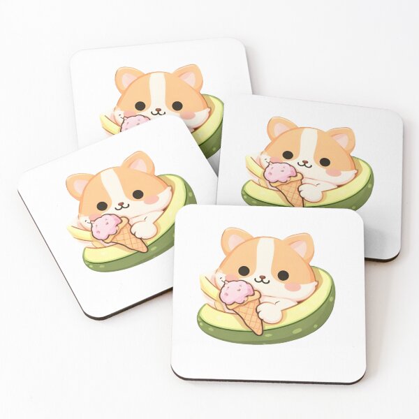 Item preview, Cute Kawaii Dog in Avocado with Ice Cream Sticker designed and sold by Trendora90.