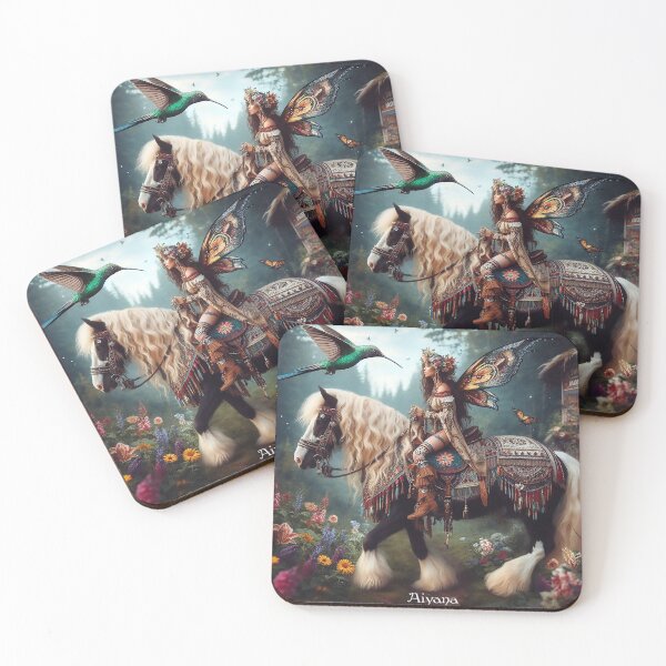 Item preview, Faerie Muse & Gypsy Vanner | Hummingbird Blessing in the Wildflowers designed and sold by WildlyAiyana.