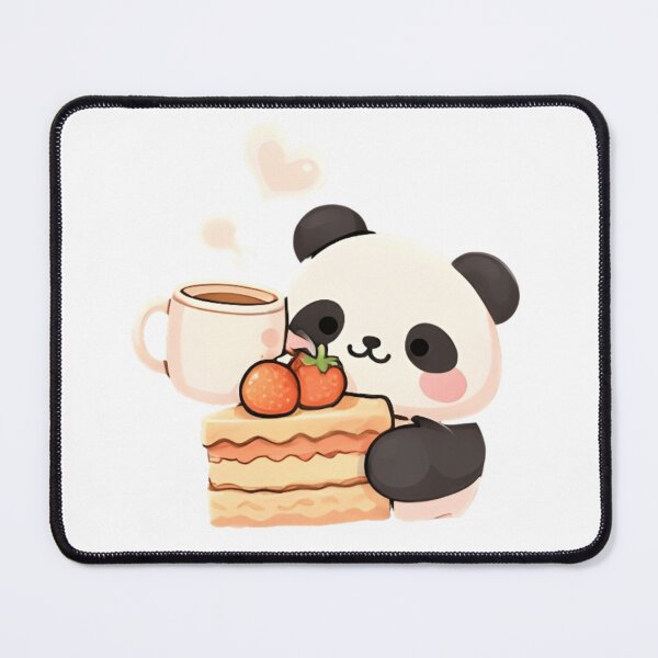 Item preview, Adorable Kawaii Panda with Strawberry Cake and Coffee designed and sold by Trendora90.