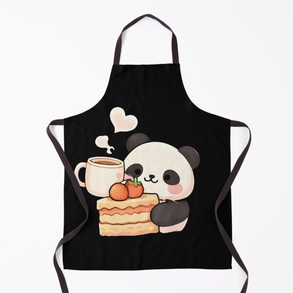 Item preview, Adorable Kawaii Panda with Strawberry Cake and Coffee designed and sold by Trendora90.
