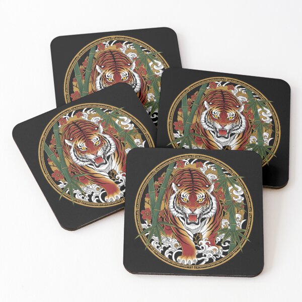 Item preview, Japanese Tiger Samurai Art – Traditional Ukiyo-e Style Beast Circle designed and sold by LavinyArt.