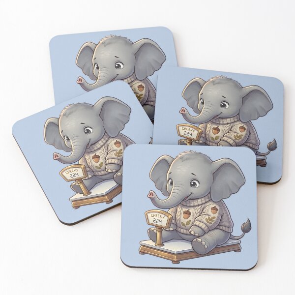 Item preview, Cute Chibi Elephant in Sweater on Vintage Weighing Scale designed and sold by WalterAdd.