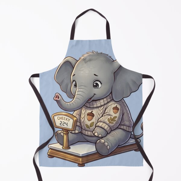 Item preview, Cute Chibi Elephant in Sweater on Vintage Weighing Scale designed and sold by WalterAdd.