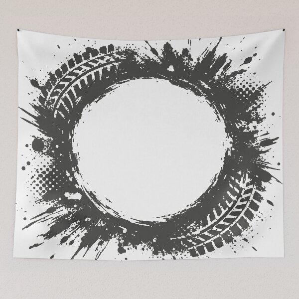 Item preview, A strong negative-space graphic with tire-track fragments and splashed energy that works as both art print and t-shirt design. designed and sold by Dejbar.