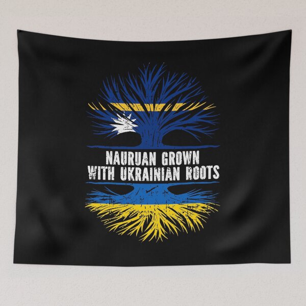 Item preview, Nauruan Grown with Ukrainian Roots Flag designed and sold by CosmoKitsch.