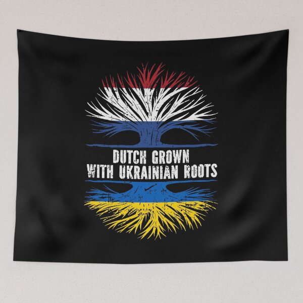 Item preview, Dutch Grown with Ukrainian Roots Flag designed and sold by CosmoKitsch.