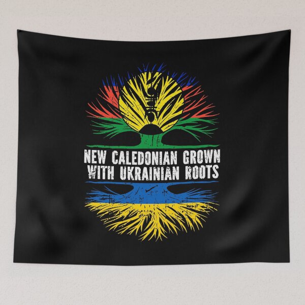 Item preview, New Caledonian Grown with Ukrainian Roots Flag designed and sold by CosmoKitsch.