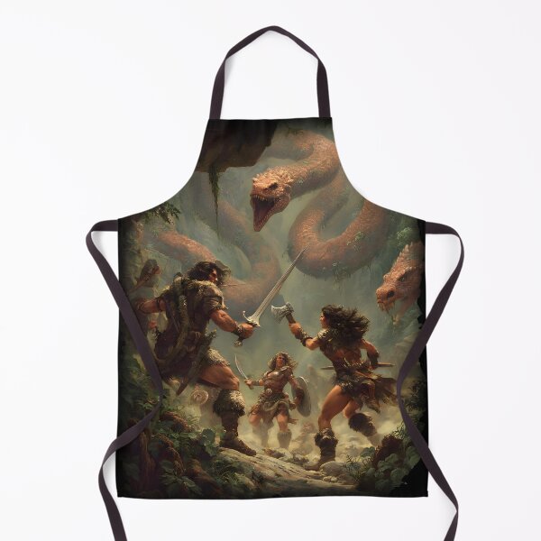 Item preview, Group of Barbarians Fighting Huge Serpents - Fantasy RPG designed and sold by Mission Ready.