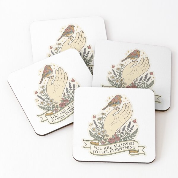 Item preview, You Are Allowed To Feel Everything Bird Hand Wildflower Cottagecore Mental Health Sticker designed and sold by AlexBloomStudio.