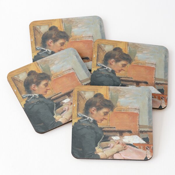 Item preview, Interior with woman embroidering designed and sold by SharonTheFirst.