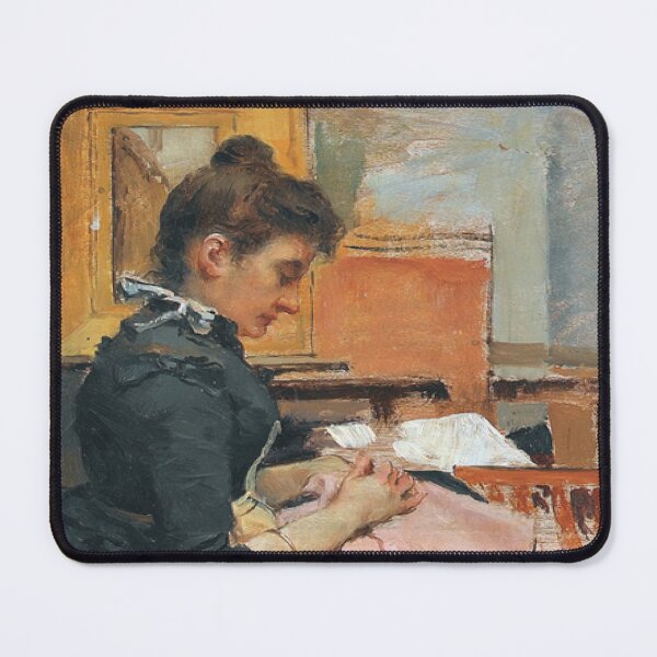 Item preview, Interior with woman embroidering designed and sold by SharonTheFirst.