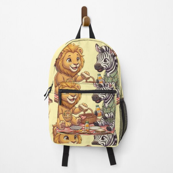 Item preview, Cute Lion and Zebra Picnic Friends - Kawaii Wildlife Illustration designed and sold by WalterAdd.