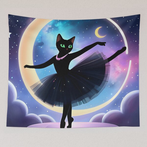 Item preview, Cosmic Ballet Cat Dancing Inside Glowing Moon Ring designed and sold by VISO-art.