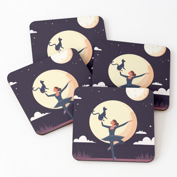 Item preview, Ballerina Dancing With Cat Under Moon Lover designed and sold by VISO-art.