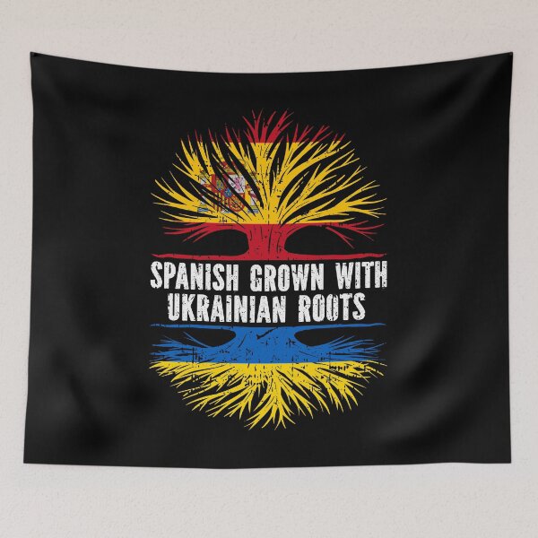 Item preview, Spanish Grown with Ukrainian Roots Spain Flag designed and sold by CosmoKitsch.