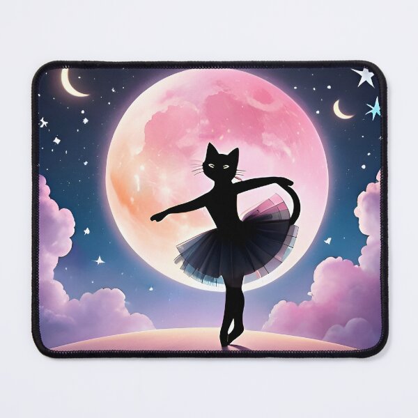 Item preview, Ballet Cat Dancing Under Pink Cosmic Full Moon designed and sold by VISO-art.