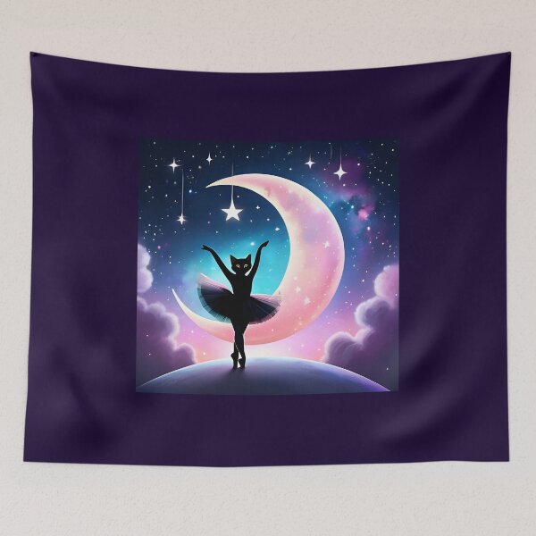 Item preview, Celestial Ballet Cat Dancing On Dreamy Moonlight Sky designed and sold by VISO-art.