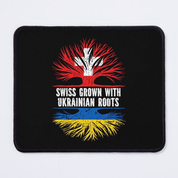 Item preview, Swiss Grown with Ukrainian Roots Flag designed and sold by CosmoKitsch.