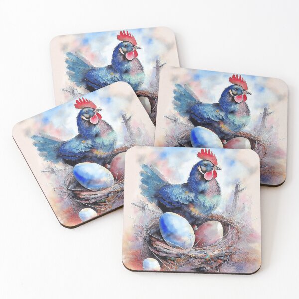 Item preview, Colorful Watercolor Rooster Nest Easter Egg Illustration designed and sold by VISO-art.
