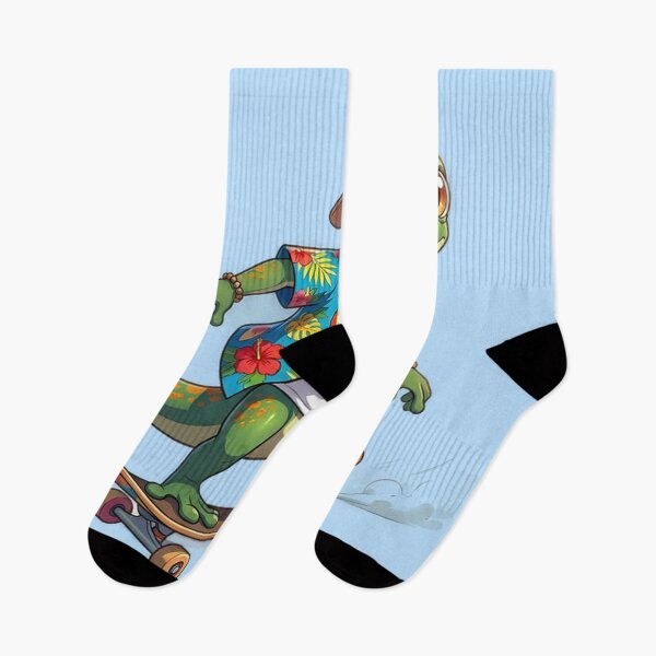 Item preview, Skating Gecko in Hawaiian Shirt Cute Lizard Skateboarder designed and sold by WalterAdd.