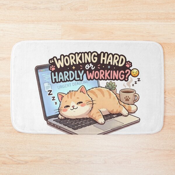 Item preview, Funny Lazy Cat Laptop Sticker – Working Hard or Hardly Working Cat Meme, Cute Sleepy Cat Aesthetic, Work From Home Humor Sticker designed and sold by Velmora Studio.