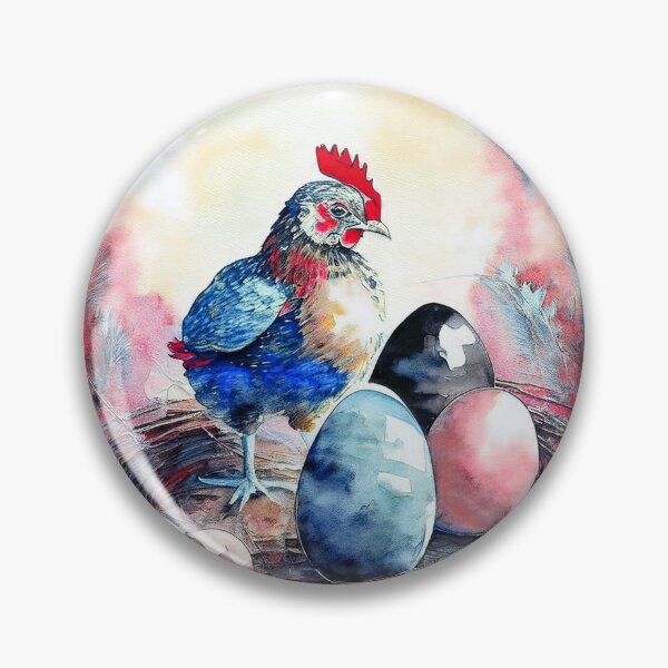 Item preview, Colorful Watercolor Rooster Nest Easter Egg Illustration designed and sold by VISO-art.