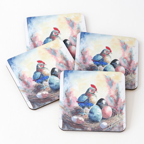 Item preview, Colorful Watercolor Rooster Nest Easter Egg Illustration designed and sold by VISO-art.