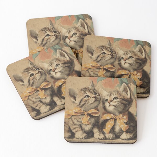 Item preview, Vintage Kittens with Bows – Cute Retro Cats Aesthetic designed and sold by artwork2024.