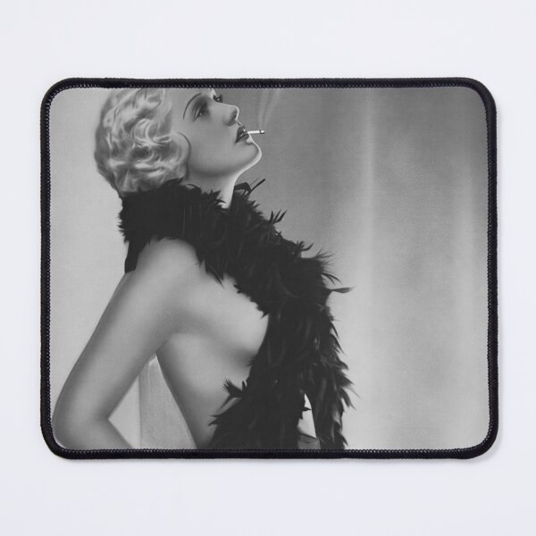 Item preview, 1920's Berlin flapper burlesque cabaret girl smoking vintage black and white photographic art print designed and sold by Astrid Arkhangelsky.
