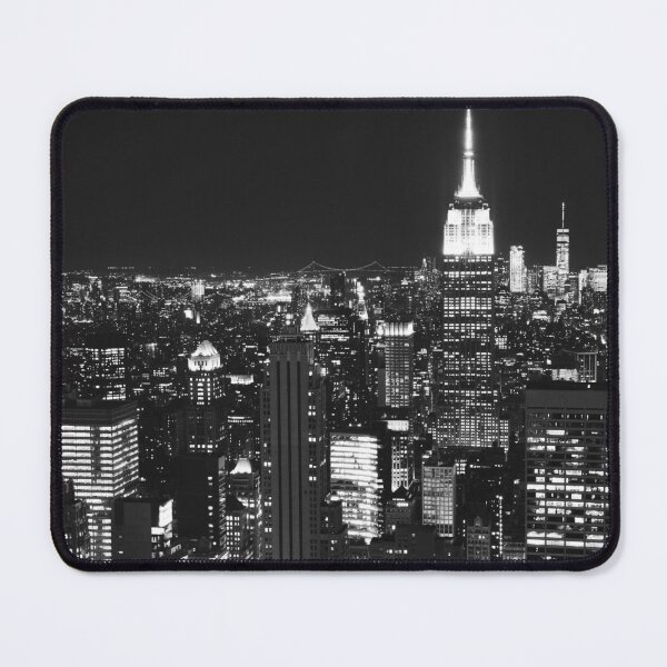 Item preview, New York City Manhattan skyline city lights panoramic black and white photographic art print designed and sold by Astrid Arkhangelsky.