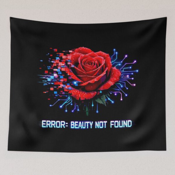 Item preview, Error Beauty Not Found Glitch Rose Cyberpunk designed and sold by SplashTastic.