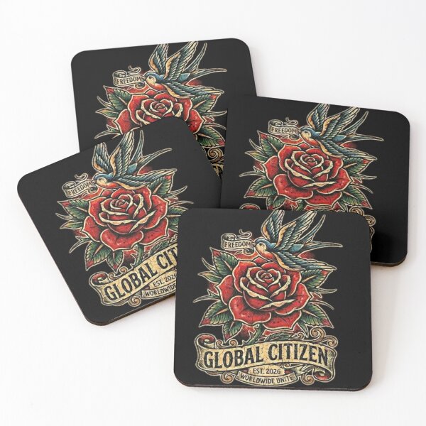 Item preview, Freedom Swallow and Rose - Global Citizen Old School Tattoo designed and sold by EARTH PEOPLE.