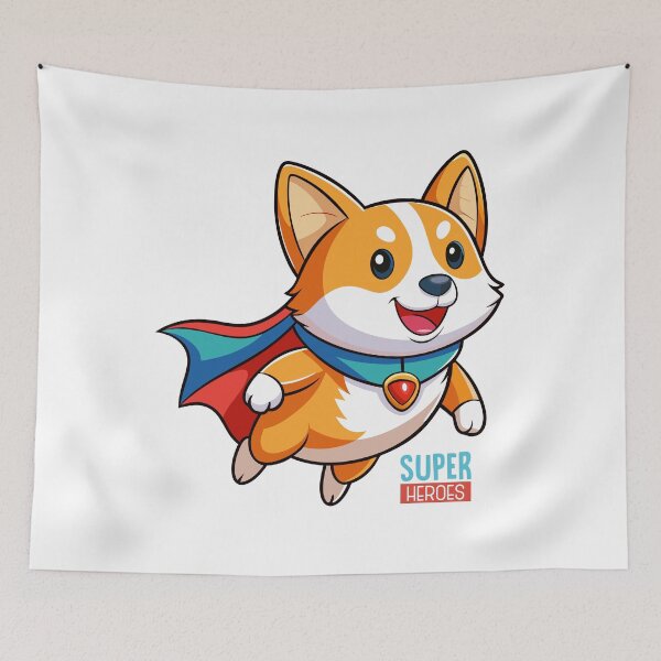 Item preview, Flying Corgi Superhero – Cute Cartoon Dog Hero Design designed and sold by mcraft studio.